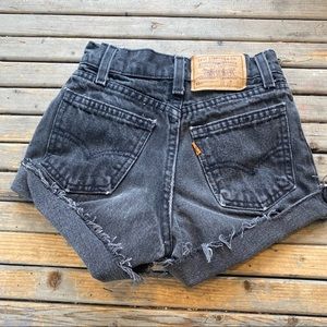 Vintage Levi’s 550 orange tab black jean cut off shorts youth girls size 8/ 10
